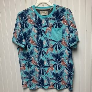 Hawaiian Style shirt with solid color pocket